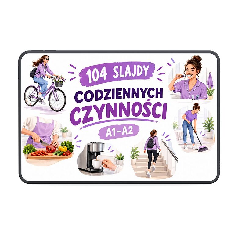 Uniwersalna prezentacja na lekcje hiszpańskiego – 100+ codziennych czynności i wyrażeń (PDF)