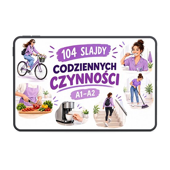 Uniwersalna prezentacja na lekcje hiszpańskiego – 100+ codziennych czynności i wyrażeń (PDF)