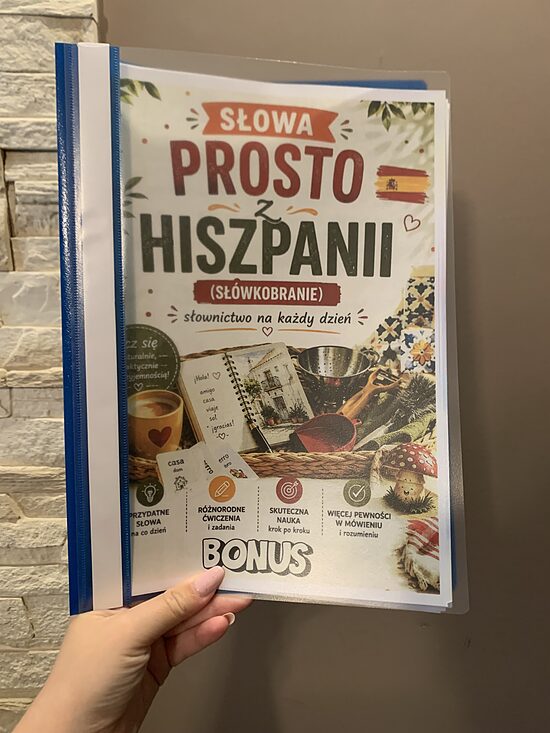 1x WYDRUKOWANA WERSJA (papier A4) Bonus słowa prosto z Hiszpanii