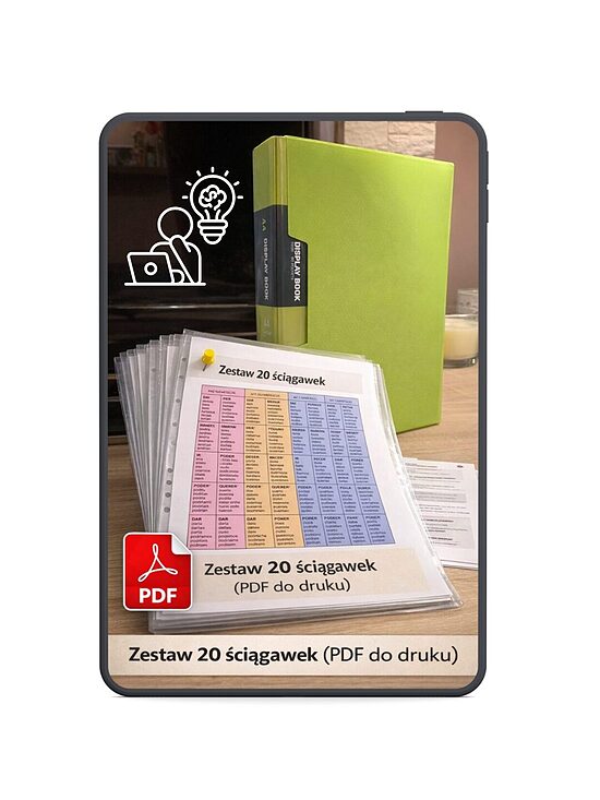 Ebook PDF - Zestaw 20 ściągawek do teczki / segregatora (do druku)